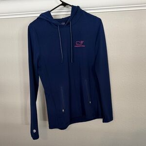 Vineyard Vines Women's Blue Hoodie with Pink Logo